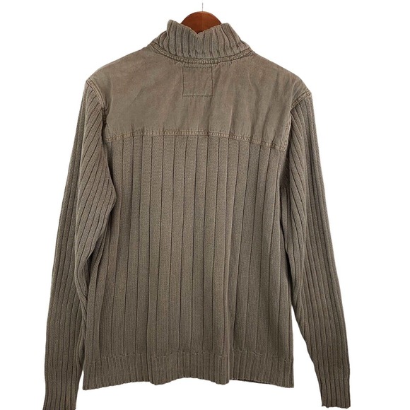 BKE MEN'S ZIP UP LONG SLEEVE COLLAR SWEATER BROWN. Large. - Picture 4 of 10